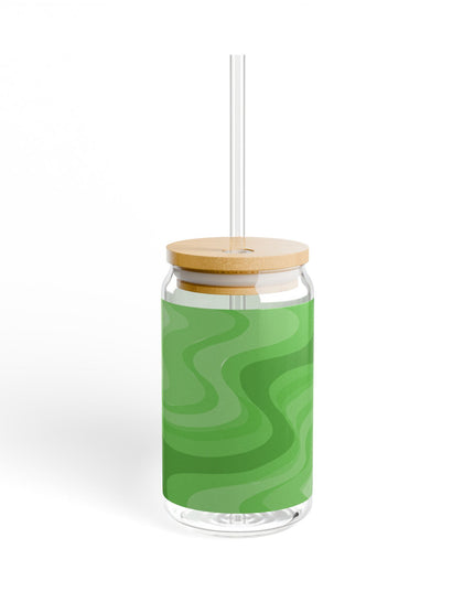 Greenie Meanie Wavey Sipper Glass, 16oz