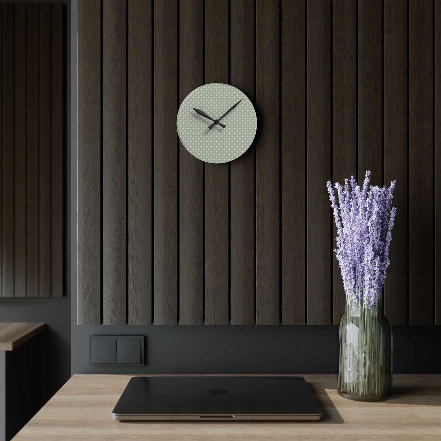 Olive Star-crossed Bodies Acrylic Round Wall Clock, 8" x 8"