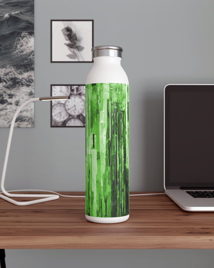 Striped Mint Pastel Slim Water Bottle, 20 oz White