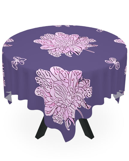 Magenta Floral Butterflies Tablecloth, 55" x 55"