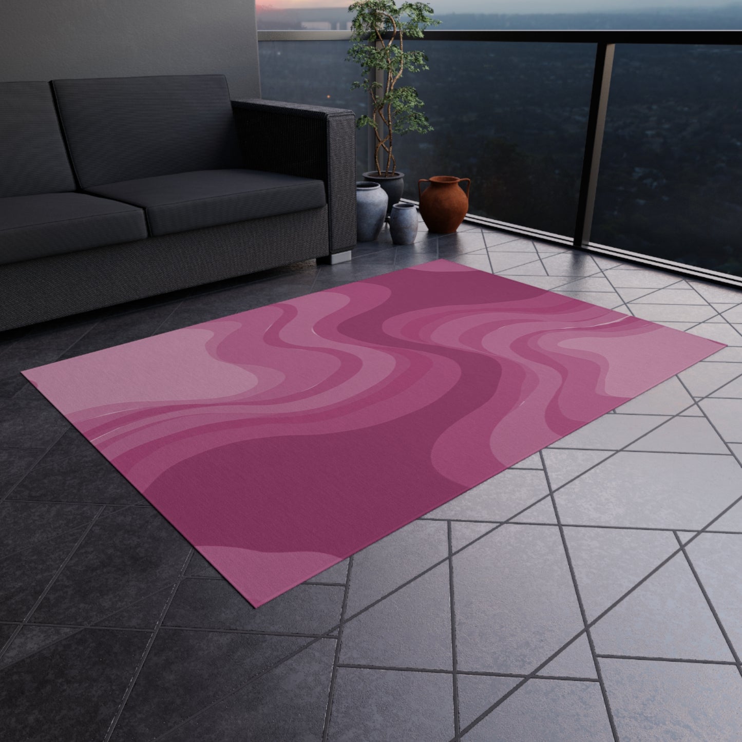 Pinky Mauve Wavey 60" x 84" Outdoor Rug