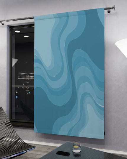 Sky Blue Wavey Window Curtain, 50" x  84", blackout
