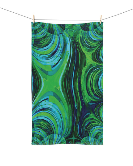 Uzi Spiral Blue Green Hand Towel, 16" x 28"
