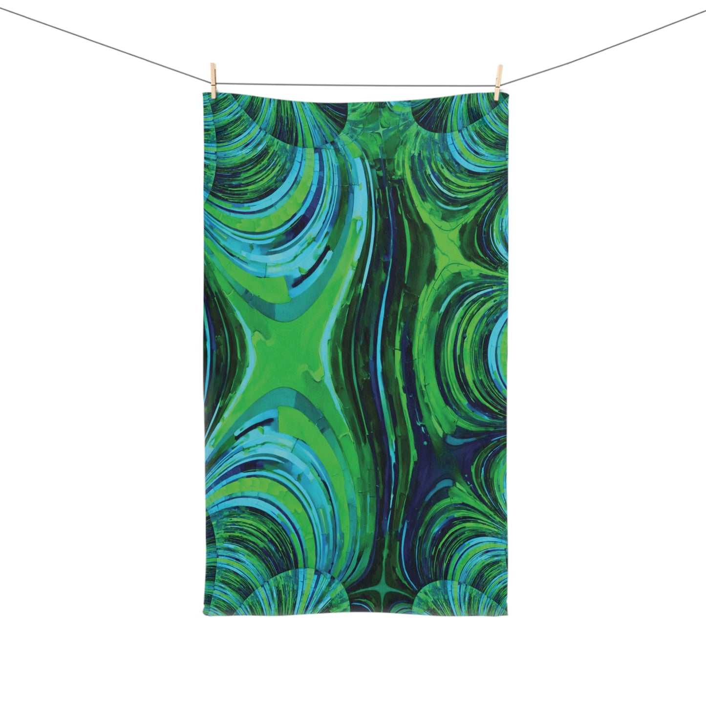Uzi Spiral Blue Green Hand Towel, 16" x 28"