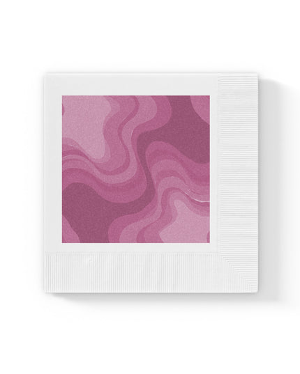 Pinky Mauve Wavey White Coined Napkins, 6.5" x 6.5"