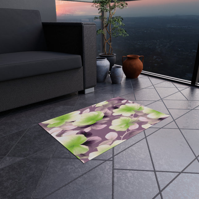 Lime Lavender Floral Bunch Outdoor Rug, 24" x 36"