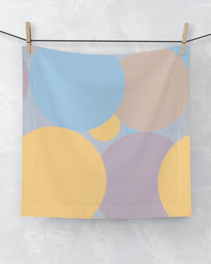 Pastel Baby Blue and Peach Patches Face Towel, 13" x 13"