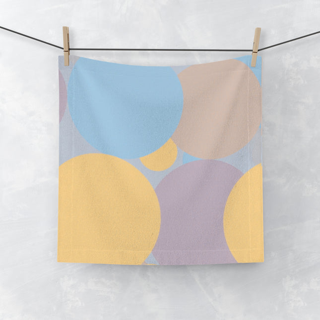 Pastel Baby Blue and Peach Patches Face Towel, 13" x 13"