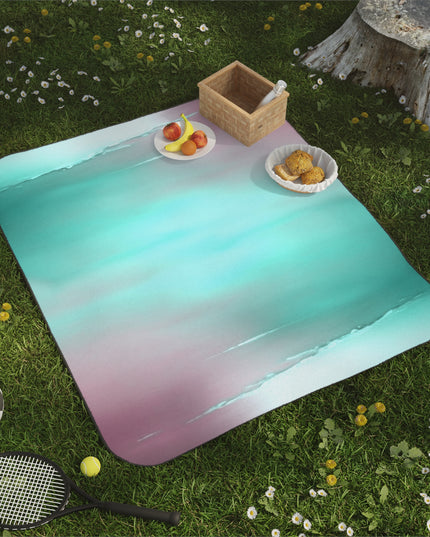 Green Sea Lavender Fog 61" × 51" Picnic Blanket