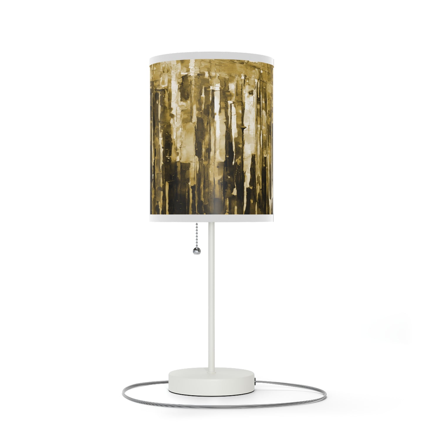 Striped Light Brown Table Lamp on a White or Silver Stand, US|CA plug