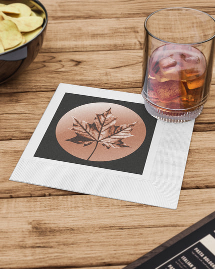 Soft Maple Leaf White Coined Napkins, 6.5" x 6.5"