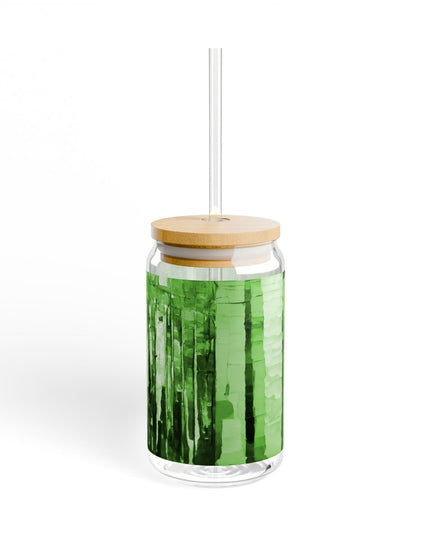 Striped Mint Pastels Sipper Glass, 16oz