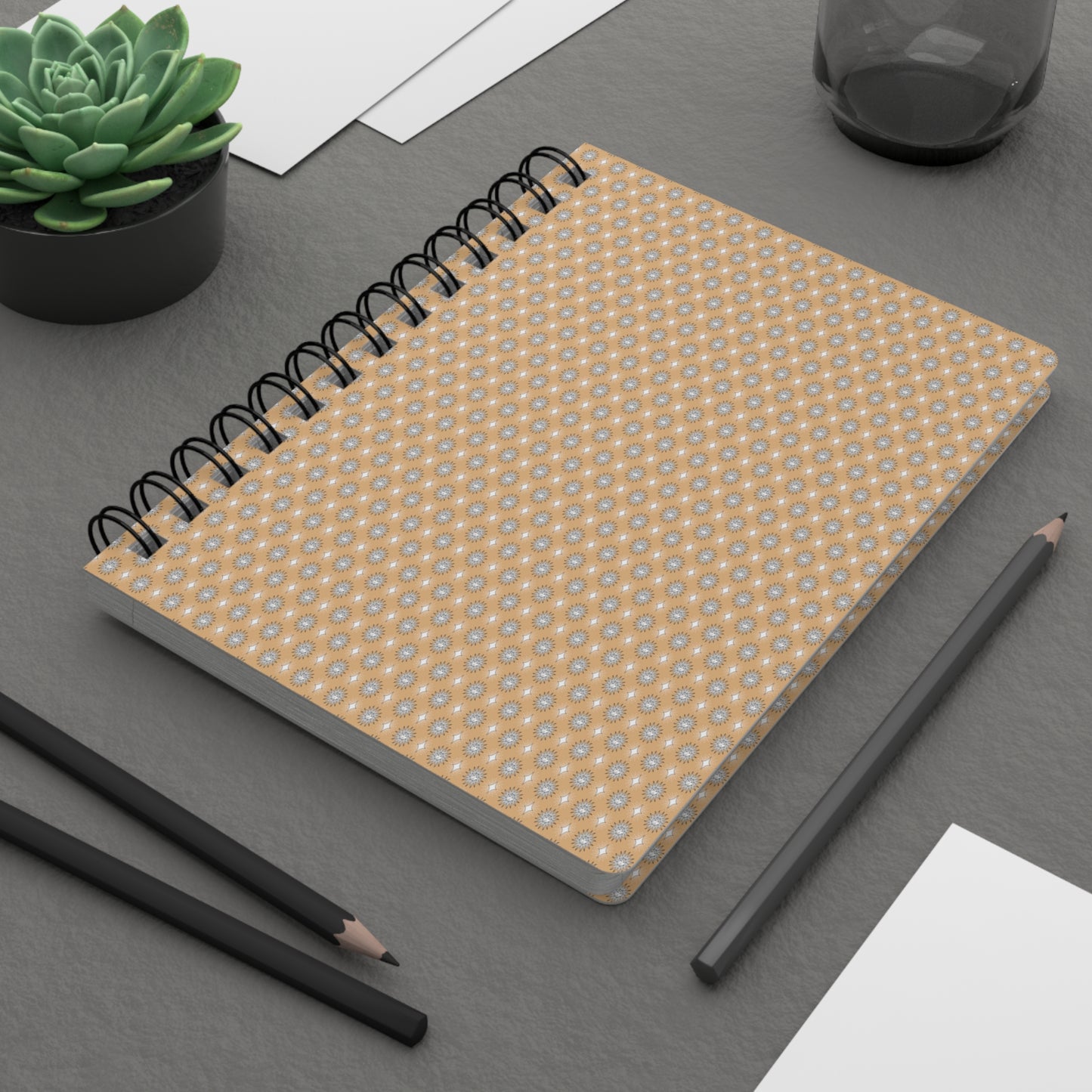 Tan Sunset Star-crossed Bodies Spiral Bound Journal, 5" x 7" 150 pages