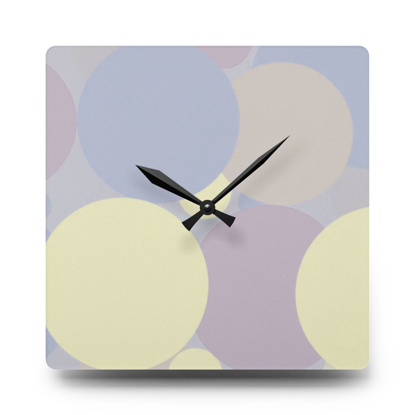 Pastel Soft Blue and Soft White Patches Acrylic Wall Clock, Round or Square, 10.75" x 10.75"