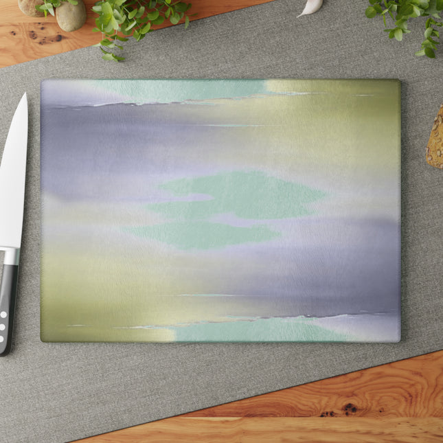 Lavender Sea Golden Fog Glass Cutting Board, 11" x 15"