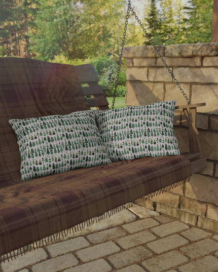 Mini Vintage Green Trees 20" x 14" Outdoor Pillow