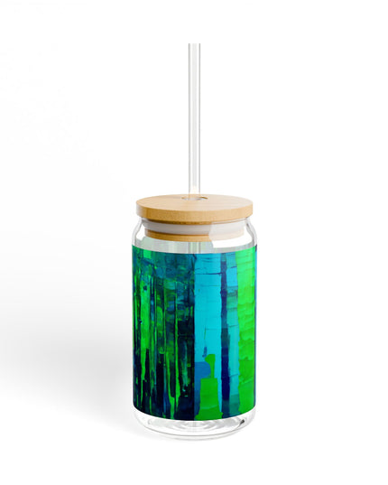 Striped Blue Green Glass, 16oz