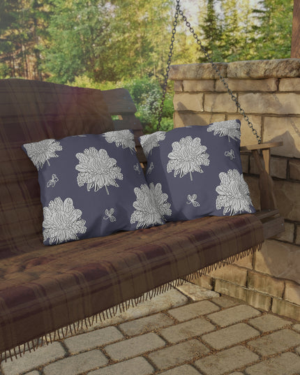 White Floral Butterflies 18" x 18" Outdoor Pillow