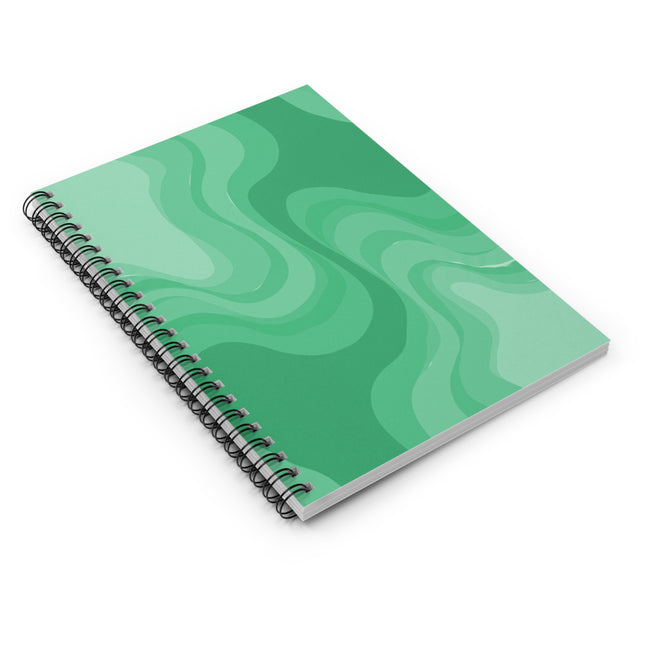 Mint Green Wavey Spiral Notebook - Ruled Line, 6" x 8", 118 pages