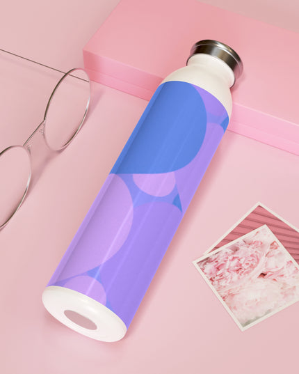 Pastel Purple Family Patches Slim Water Bottle, 20 oz White