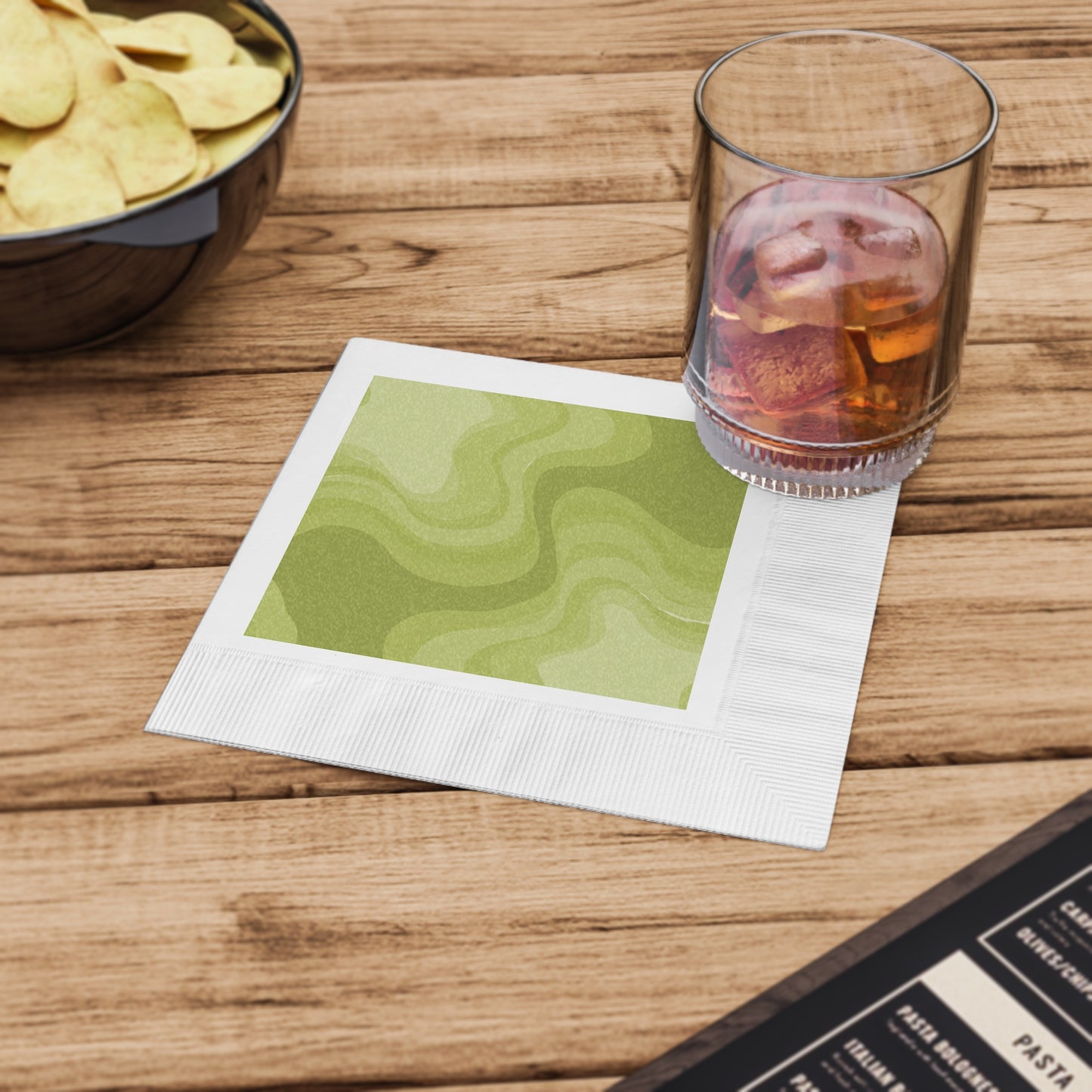Lemon Wavey White Coined Napkins, 6.5" x 6.5"