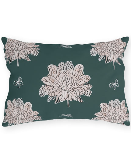 Soft White Floral Butterflies 20" x 14" Outdoor Pillow