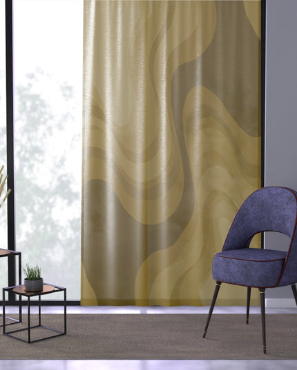 Brown Wavey Sheer Window Curtain, 50" x 84", partially transparent