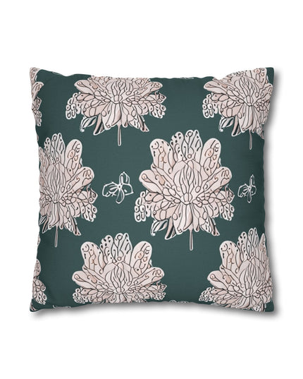 Soft White Floral Butterflies Spun Polyester Square Pillowcase, 14" x 14"
