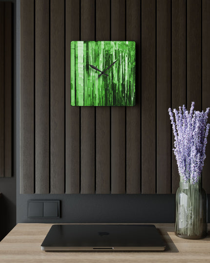 Striped Mint Pastel Acrylic Wall Clock, Round or Square, 10.75" x 10.75"