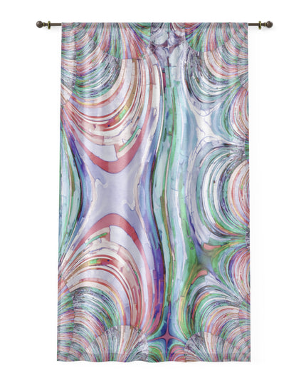 Uzi Spiral Pastels Sheer Window Curtain, 50" x 84", partially transparent