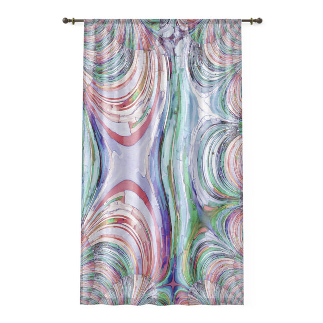 Uzi Spiral Pastels Sheer Window Curtain, 50" x 84", partially transparent