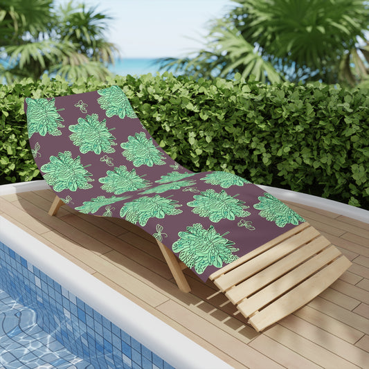 Mint Green Floral Butterflies Beach Towel, 30" x 60"