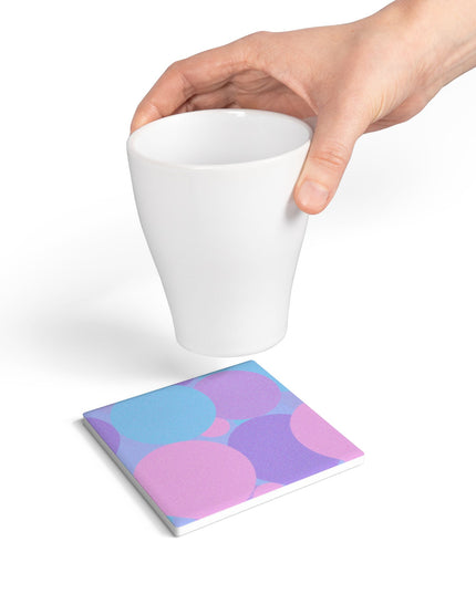 Pastel Purple and Mauve Patches 4" x 4" Square Ceramic Coaster