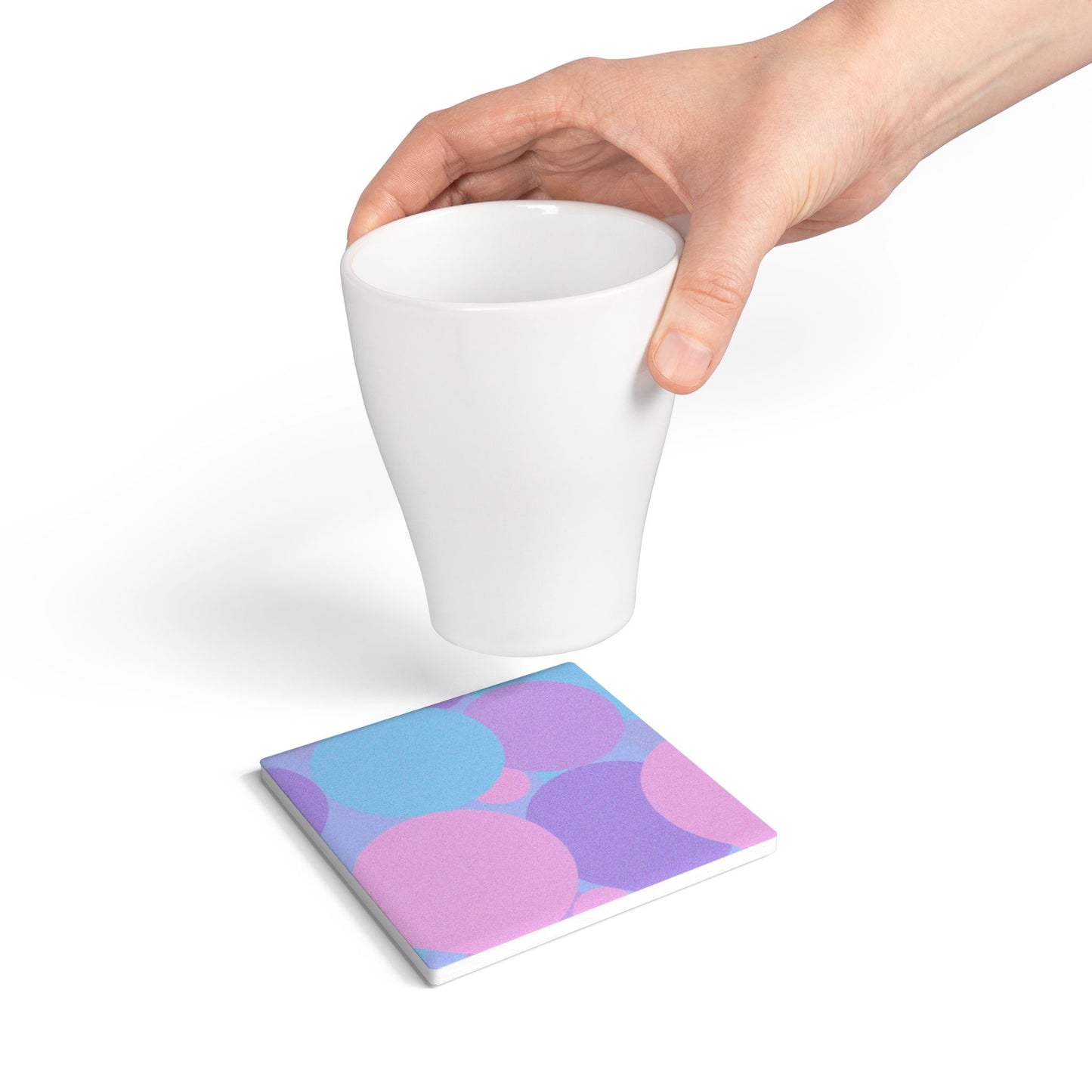 Pastel Purple and Mauve Patches 4" x 4" Square Ceramic Coaster