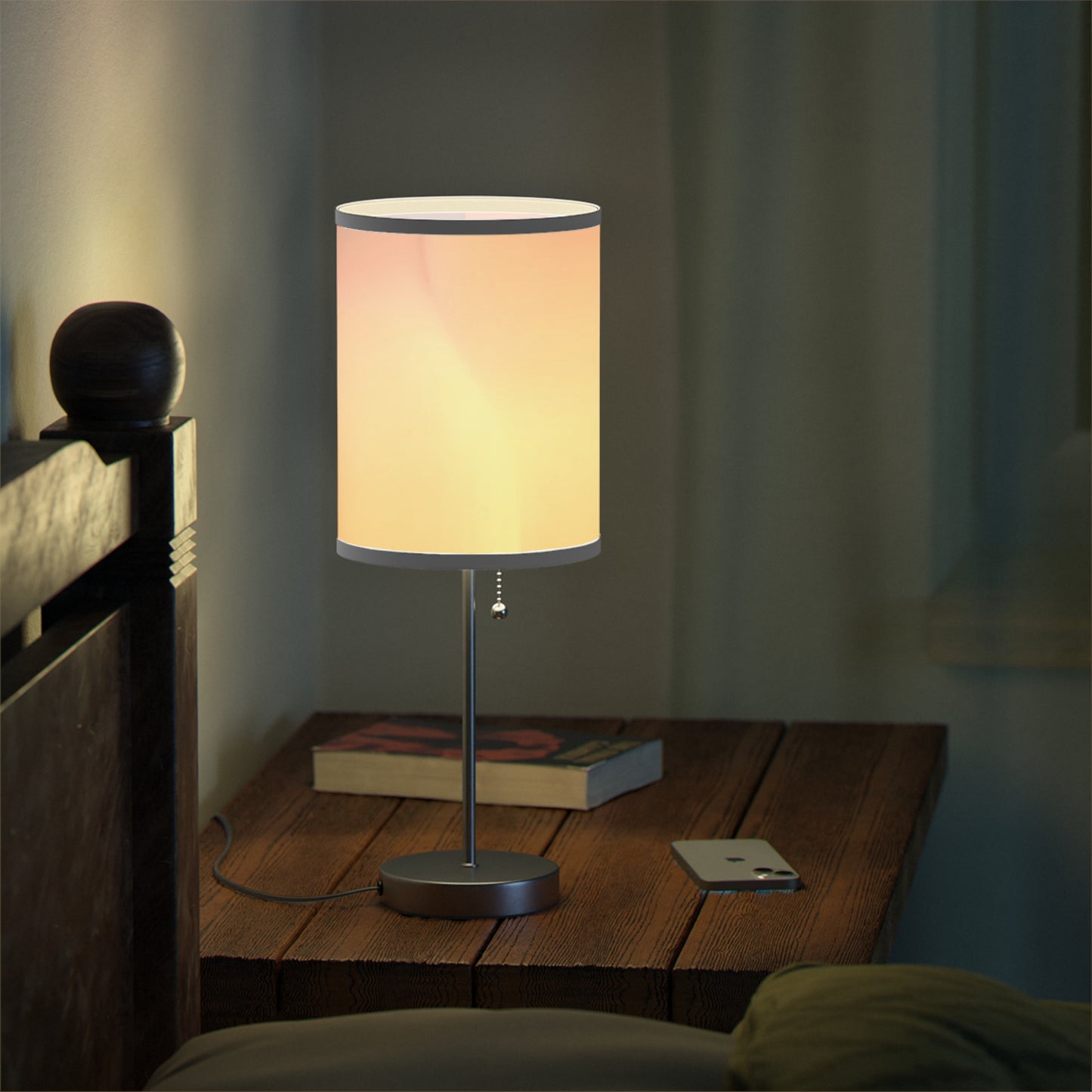 Hot Peach Fade Table Lamp on a White or Silver Stand, US|CA plug