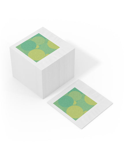 Pastel Green Patches White Coined Napkins, 6.5" x 6.5"