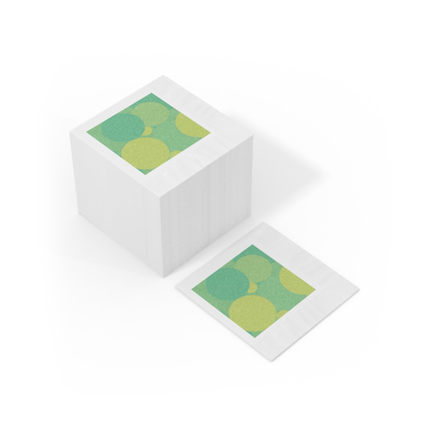 Pastel Green Patches White Coined Napkins, 6.5" x 6.5"