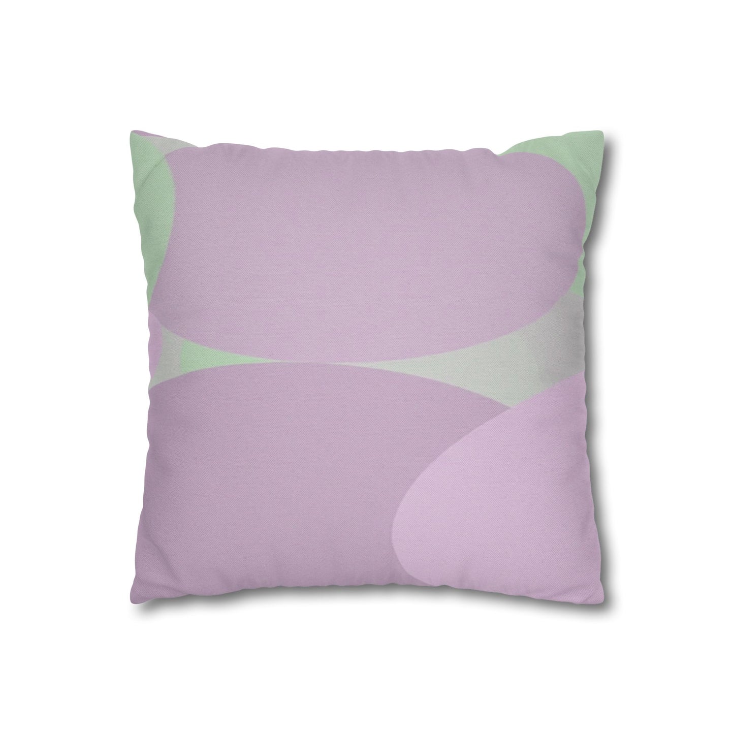 Pastel Lavender Purple and Soft Green Patches Spun Polyester Square Pillowcase, 14" x 14"