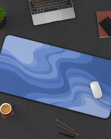 Deep Blue Wavey 16" x 32" Desk Mat