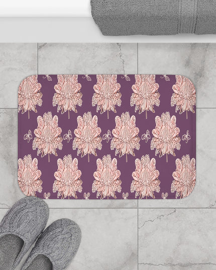 Pink Floral Butterflies 24" x 17" Bath Mat