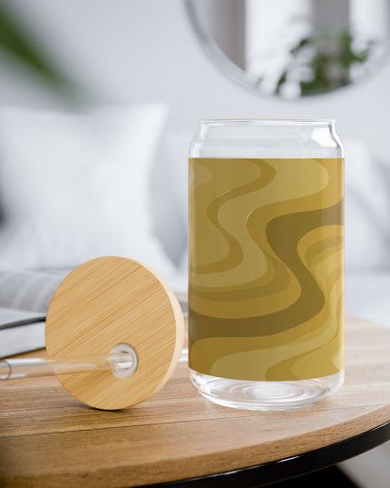 Brown Wavey Sipper Glass, 16oz