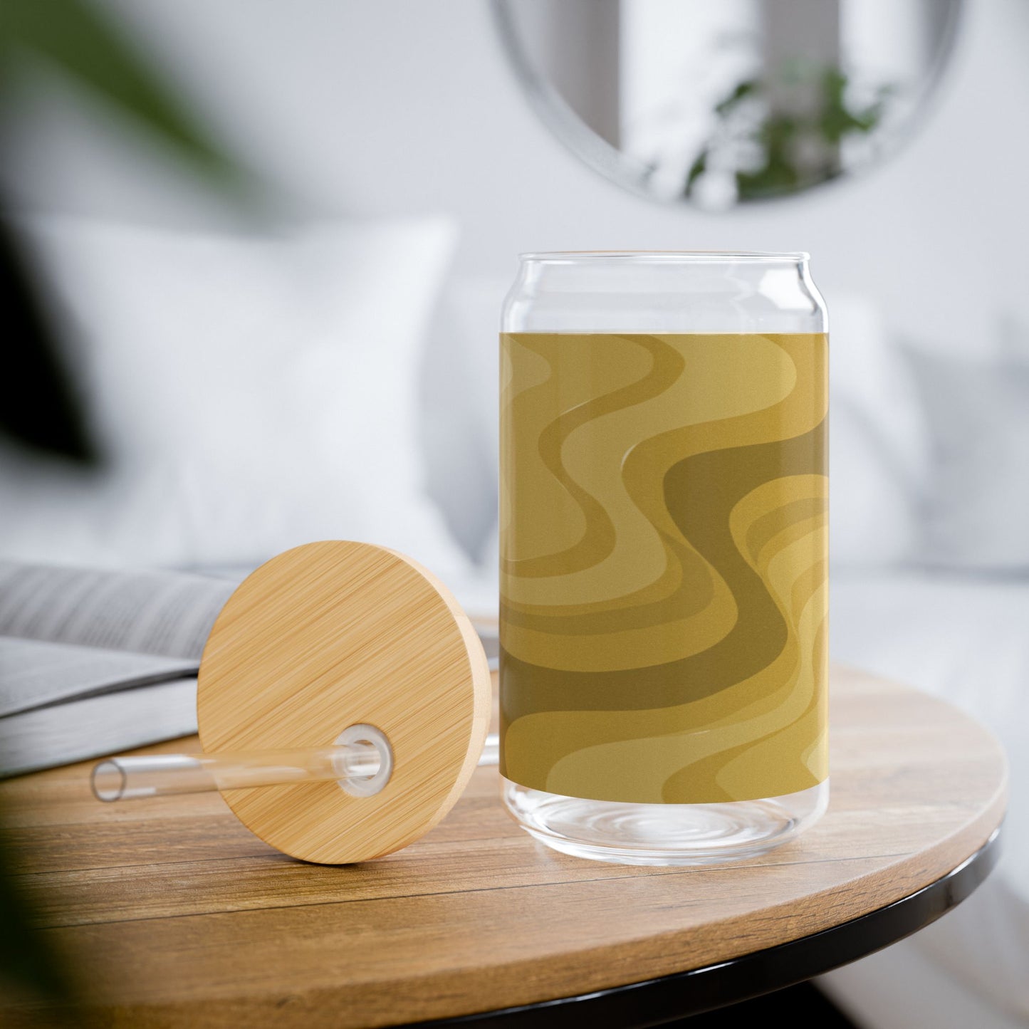 Brown Wavey Sipper Glass, 16oz
