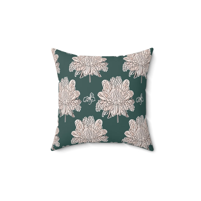 Soft White Floral Butterflies 14" x 14" Faux Suede Square Pillow