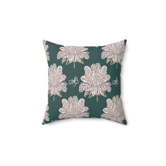 Soft White Floral Butterflies 14" x 14" Faux Suede Square Pillow