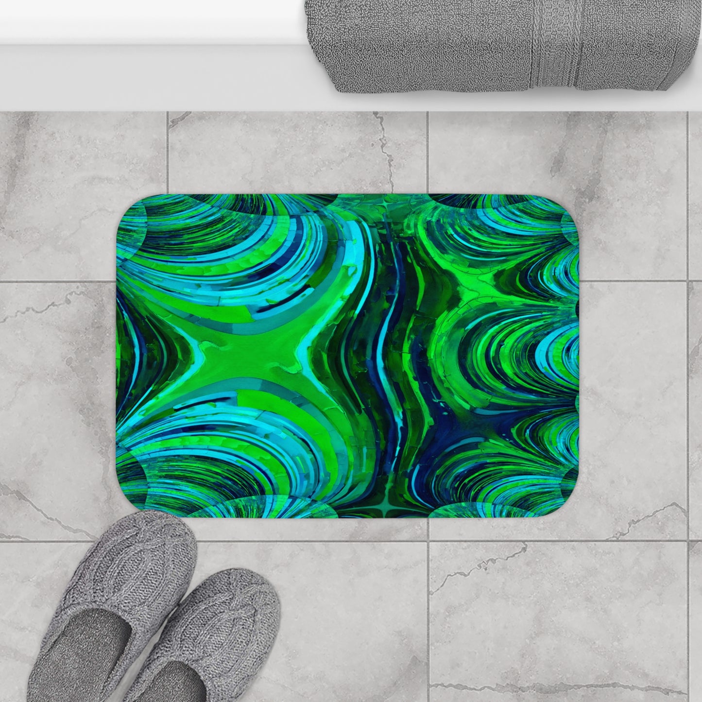 Uzi Spiral Blue Green 24" x 17" Bath Mat