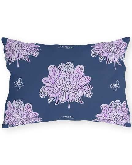 Purple White Floral Butterflies 20" x 14" Outdoor Pillow