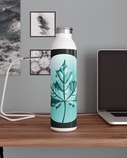 Tif Green Maple Leaf Slim Water Bottle, 20 oz White