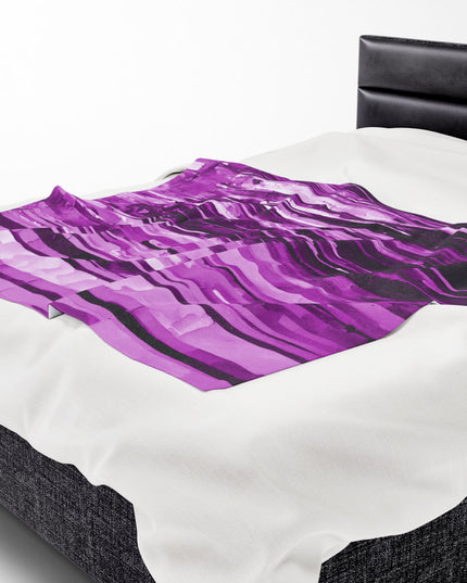 Striped Powder Lavender Velveteen Plush Blanket, 50" x 60"