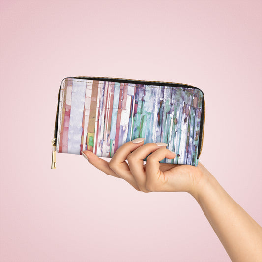 Striped Pastels Elegant Abstract Zipper Wallet - Stylish & Functional Accessory for Everyday Use