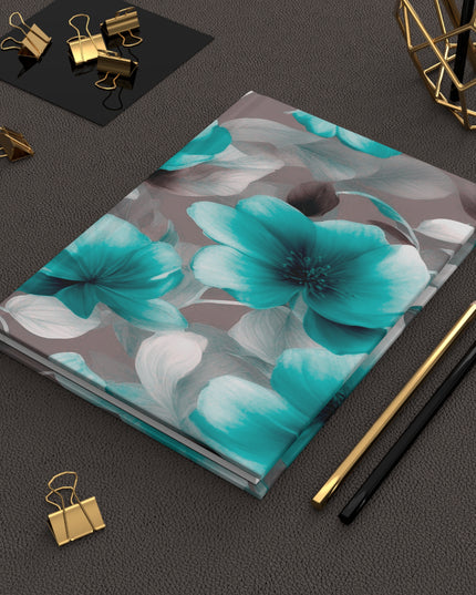 Tif Green Gray Floral Bunch Hardcover Journal Matte with 150 lined pages, 5.75" x 8"